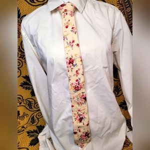 Cream Floral Tie